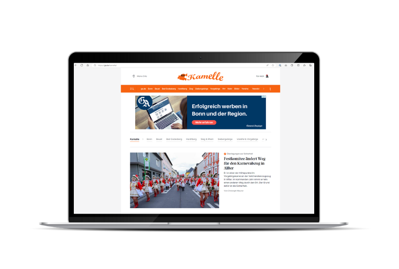 Kamelle-Homepage-auf-Laptop