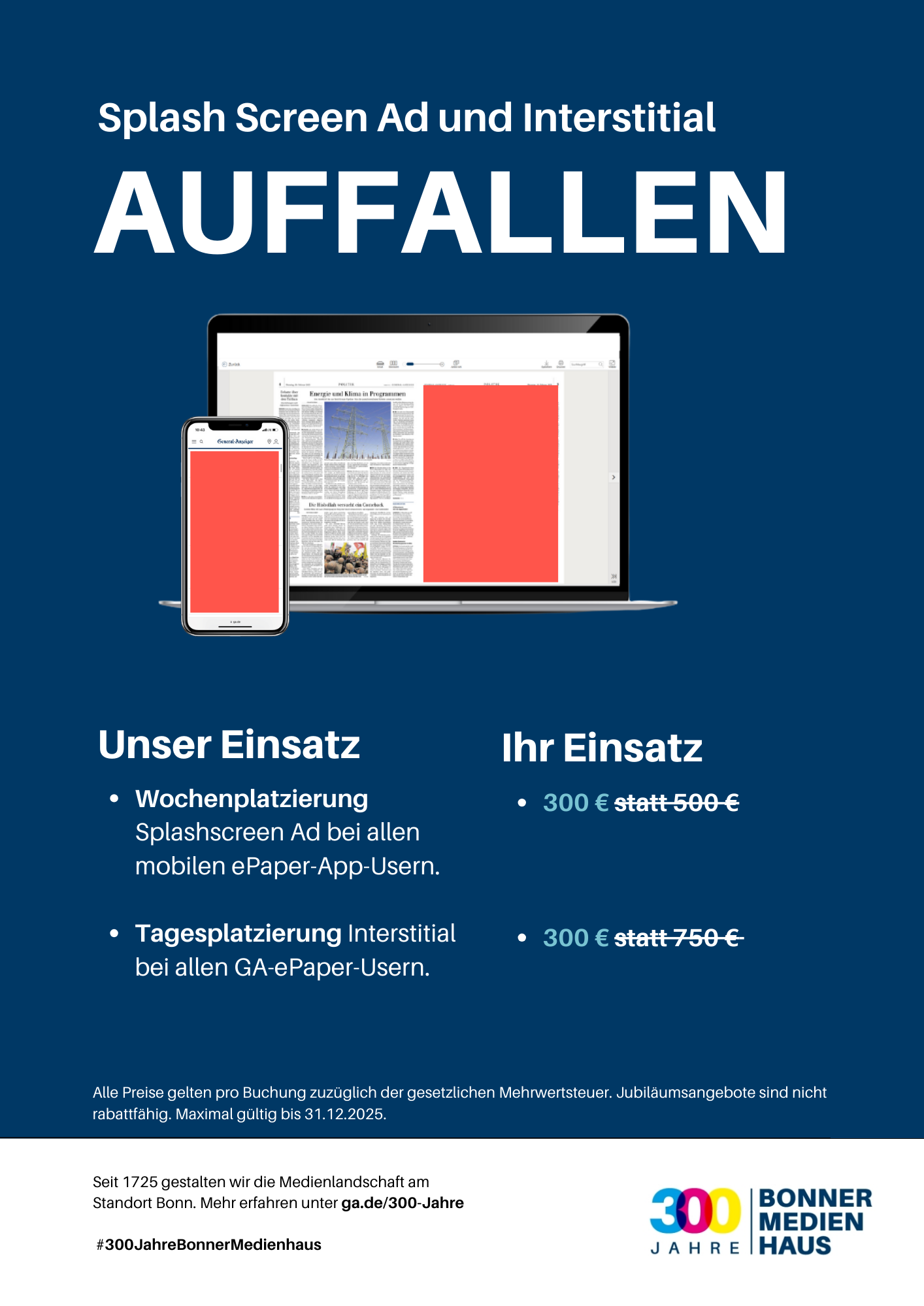 Splash Screen Ad und Interstial Freizeit-Newsletter-auf-Laptop